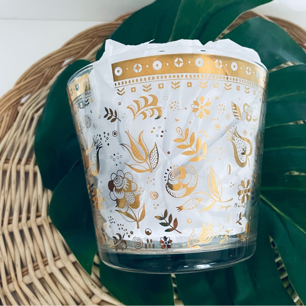 Vintage Ice Bucket Gold & Glass Bowl Mid-Century MCM Hollywood Regency Barware - Picture 2 of 15